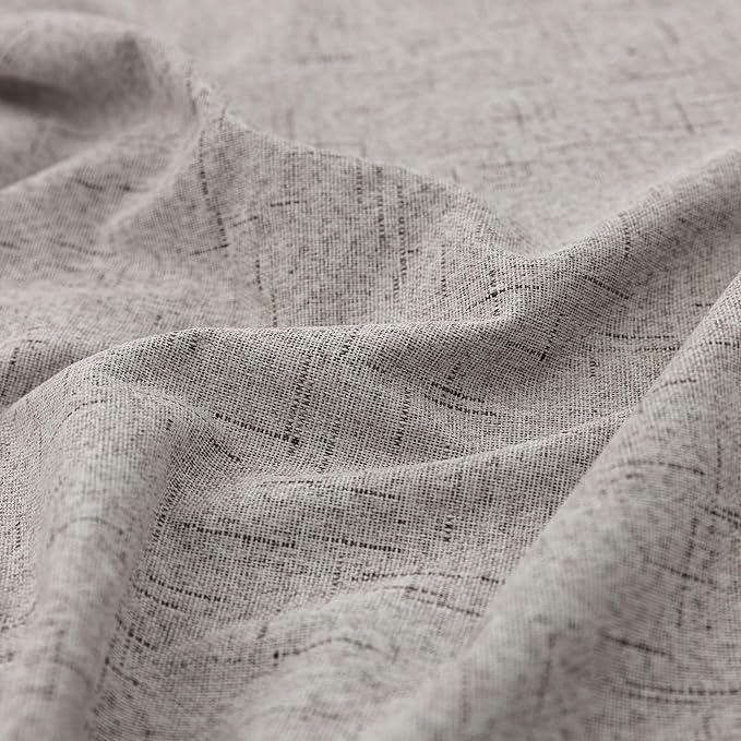 KOUFALL 52x105 Inch Length Taupe Back Tab Linen Blackout Curtains - Image 8