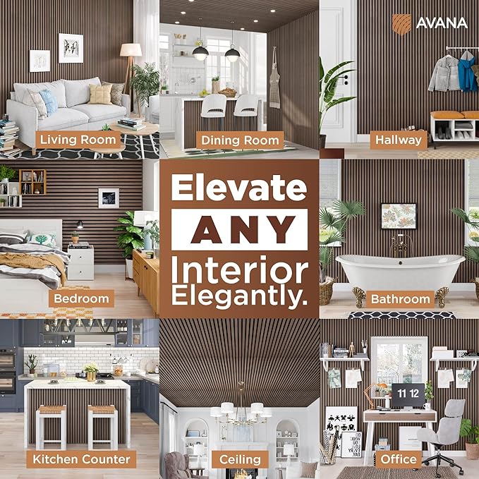 Avana Modern Acoustic Wood Wall Panels – 94.4 x 12.6 Inch Walnut Acoustic - Image 3
