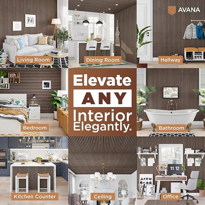 Avana Acoustic Wood Wall Panels – 94.4 X 12.6 Inch Walnut Acoustic Panels 4 PCs - Image 3
