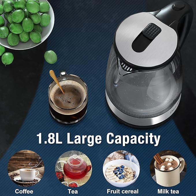 Dezin Electric Kettle, BPA-Free 2L Electric Water Heater, Glass Electric Tea - Image 3