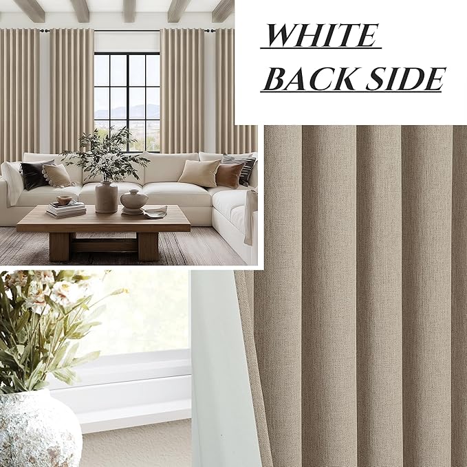 GreyBeige Modern Neutral 90 Inch Blackout Sliding Glass Door Curtains Light and - Image 7