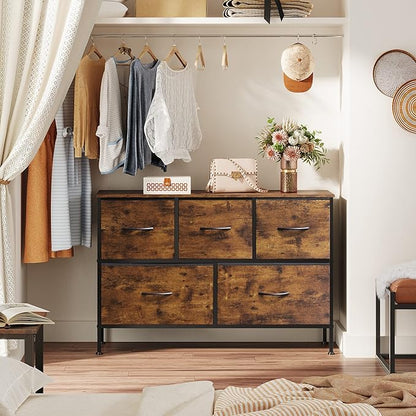 WLIVE Dresser for Bedroom with 5 Drawers, Long Fabric Dresser, Storage Drawer - Image 7