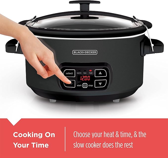 BLACK+DECKER 7-Quart Slow Cooker, Chalkboard Exterior, Locking Lid, 3 Heat - Image 2