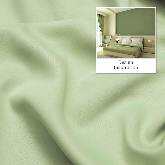 DUALIFE Light Green Blackout Curtains - Image 4