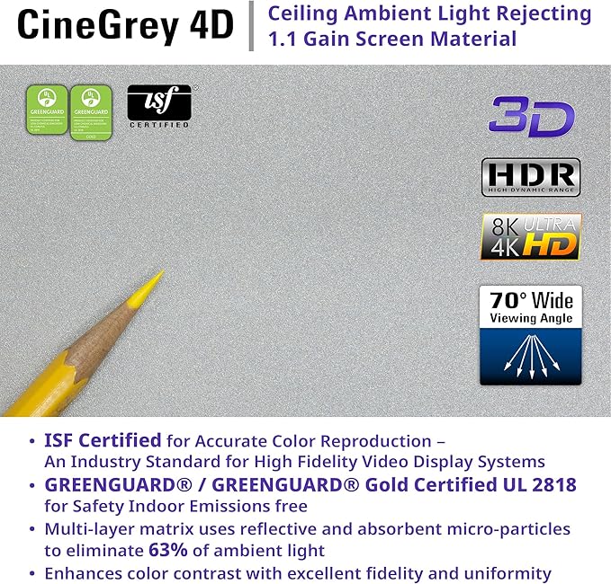 Elite Screens ezCinema Tab-Tension CineGrey 4D, 123-inch 16:9, Manual Floor - Image 7