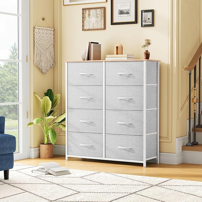 DWVO Fabric Dresser for Room, Tall Storage 8 Drawers, Storage Drawer Organizer - Image 2