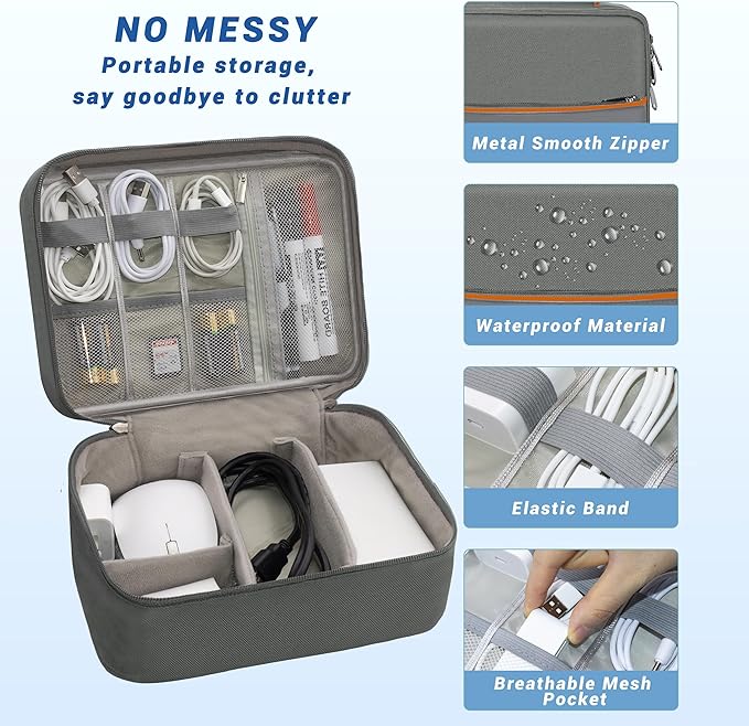 Electronics Organizer, Travel Cord Organizer Pouch, Portable Cable Organizer - Image 3