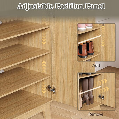 Shoe Cabinet Storage for Entryway, 4 Tier Fluted Shoe Storage Cabinet - Image 3