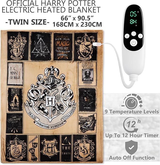 Harry Potter Gifts Heated Blanket Electric, Twin Size Luxurious Fleece Weighted - Image 2