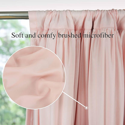 Homechoice Decor Thermal Insulated Blackout Window Curtains, 52" W x 96" L x 2 Panels, Boho Ruched Window Treatments with Butterfly Flowers, Rustic Rod Pocket Drapes for Room, Peach Pink (LQ-30)