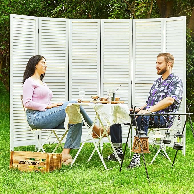 Room Dividers and Folding Privacy Screens, Wood Louvered Separators Divider Wall - Image 7
