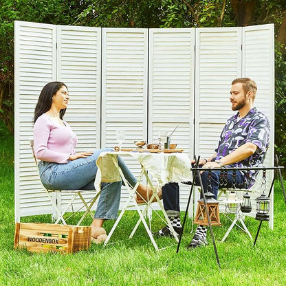 Room Dividers and Folding Privacy Screens, Wood Louvered Separators Divider Wall - Image 7