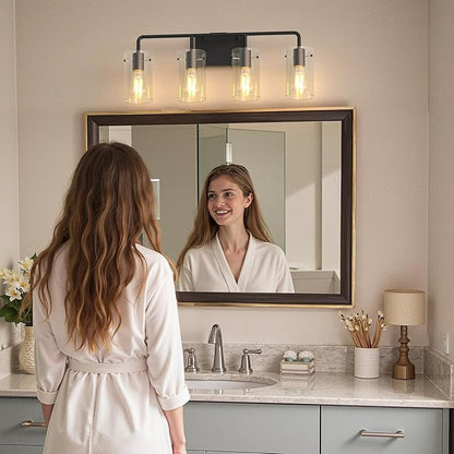 L LOHAS LED 4-Light Bathroom Light Fixtures, 26.37" Black Bathroom Vanity Light - Image 9