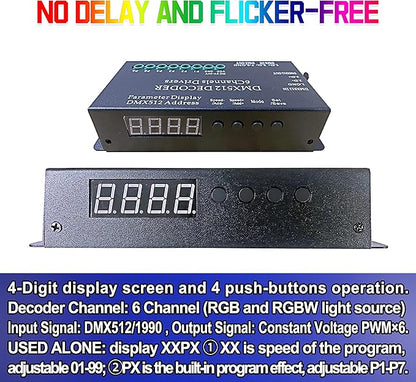 CANRIA DC 5V-24V 6 Channel DMX512 Decoder LED Controller, - Image 3