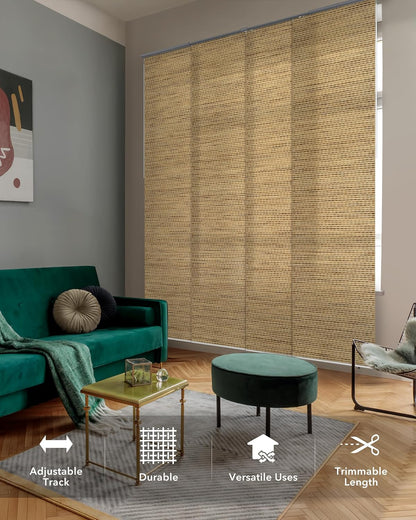 Panel Blinds Light Filter 45.8"-86" x 96", Mayonaka | Light-Filtering Panel Track Blinds for Windows and Sliding Doors with Adjustable Track and Trimmable Panels