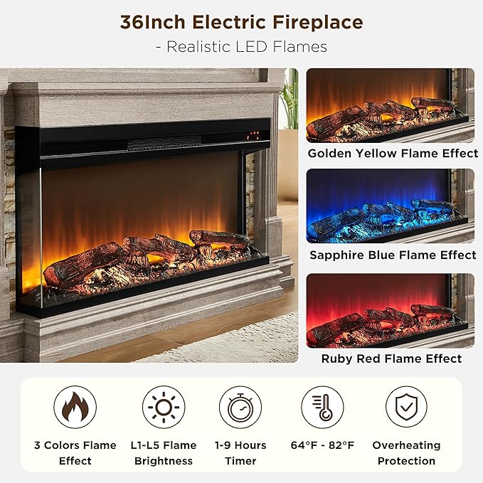 OKD 52 Inch Electric Fireplace - Image 3