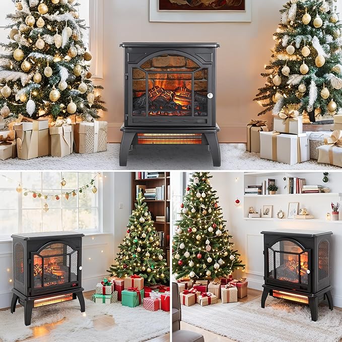 18" Electric Fireplace Heater, Freestanding Fireplace - Image 3