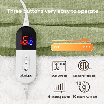 Heated Blanket Electric Blanket Full Waffle, 72x84 Inches Sherpa Fleece Fast - Image 5