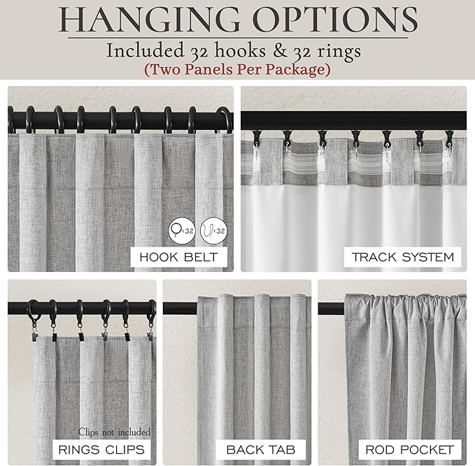 Grey Blackout Curtains 84 Inch Length 2 Panels Set - Image 4