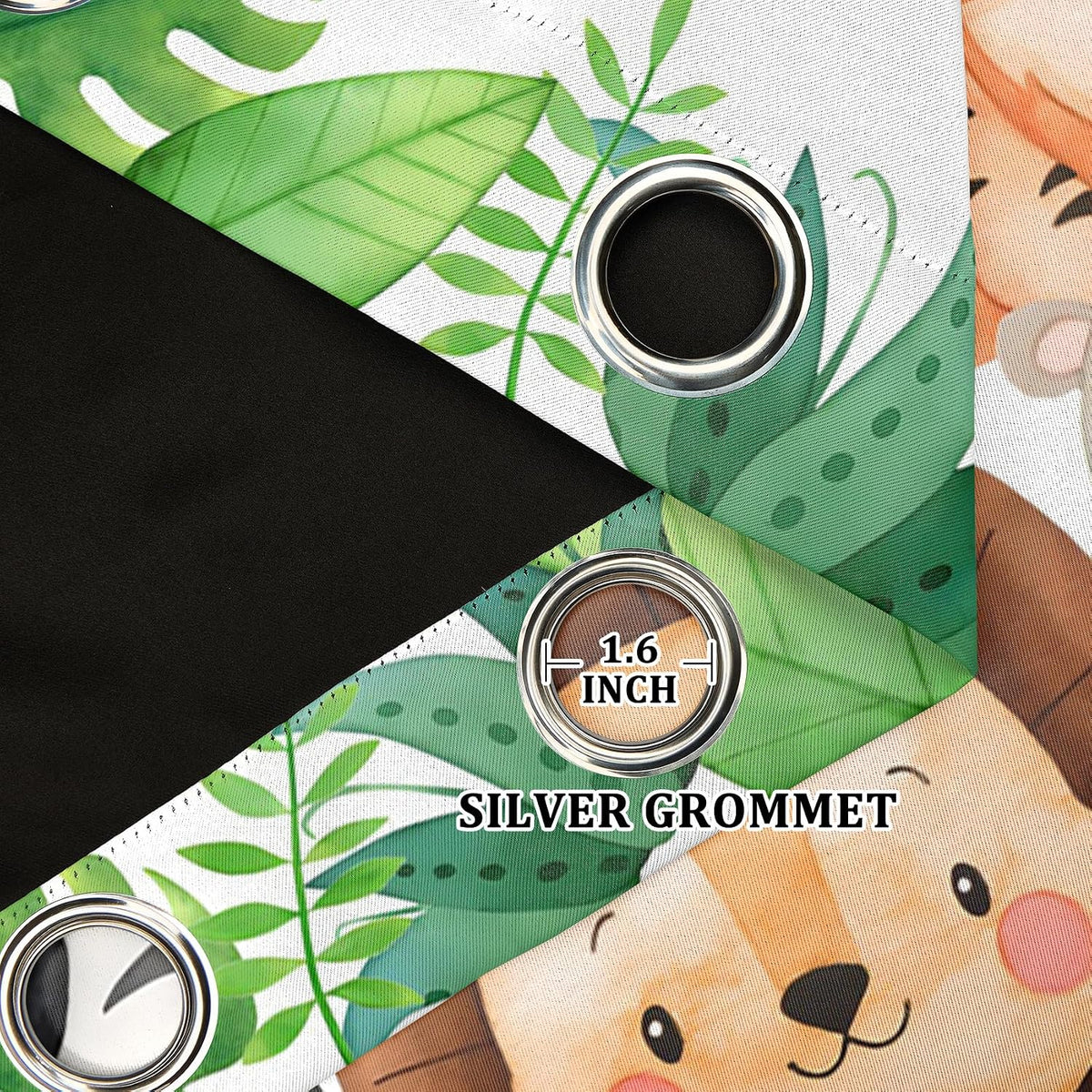 Renaiss 42 x 63 Inch Safari Animal Blackout Curtains for Kids Bedroom Tropical Rainforest Lions Tigers Elephants Giraffes African Jungle Plant Print Curtain Drapes for Baby Nursery Room Decor 2 Panels