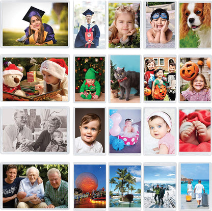 Freez A Frame Clear Magnetic Picture Frame Pockets For Refrigerator School Locker, or any Magnetic Surface 18 Pack Holds 2.5” x 3.5” Photos (2.5 x 3.5)