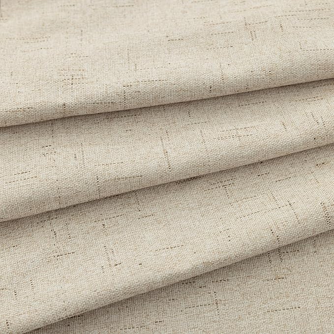 KOUFALL 52x86 Inches Long Light Tan Back Tab Linen Blackout Curtains - Image 8