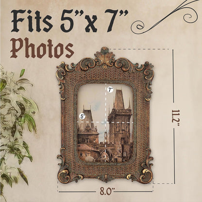 5x7 Picture Frame - Gothic Vintage European Design, Antique Baroque Style Photo Frame for Wall Hanging, Tabletop Display, and Home Decor (Black)