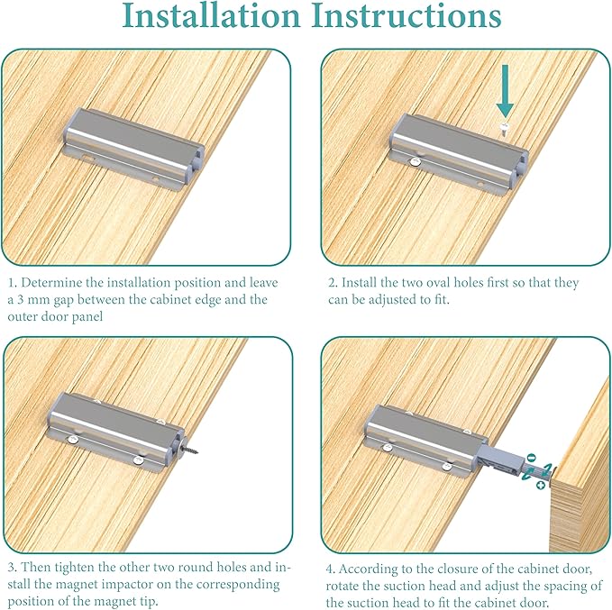 Push to Open Door Latch for Cabinet Door 2 Pack Magnetic Push to Open Cabinet - Image 8
