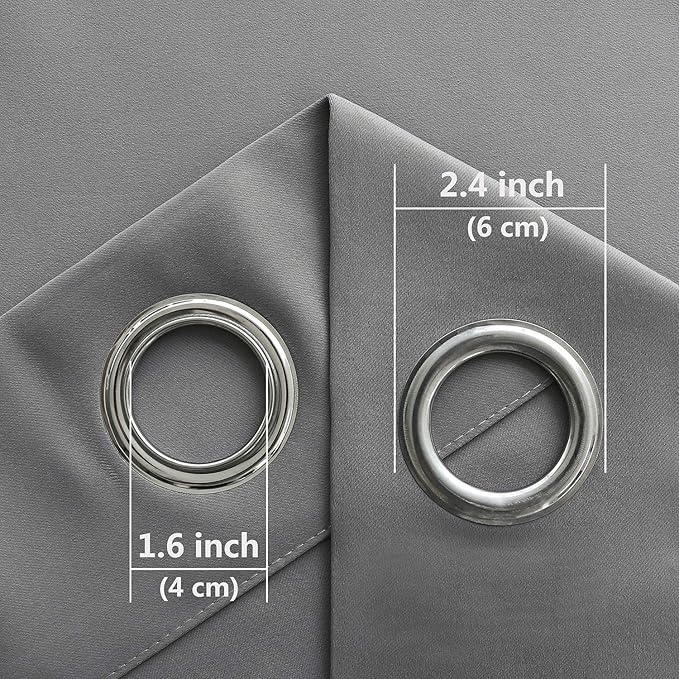 DWCN Grey Room Darkening Blackout Curtains, Thermal Light Blocking Drapes - Image 4