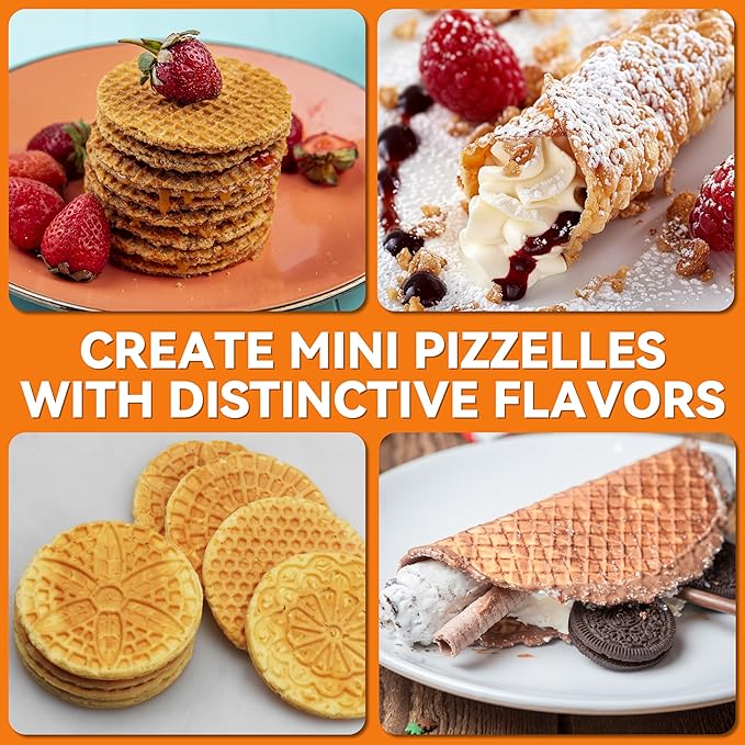Baker’s Friend Pizzelle Maker Electric, 4 X 3.5” Pizzelle Waffle Cookies - Image 5