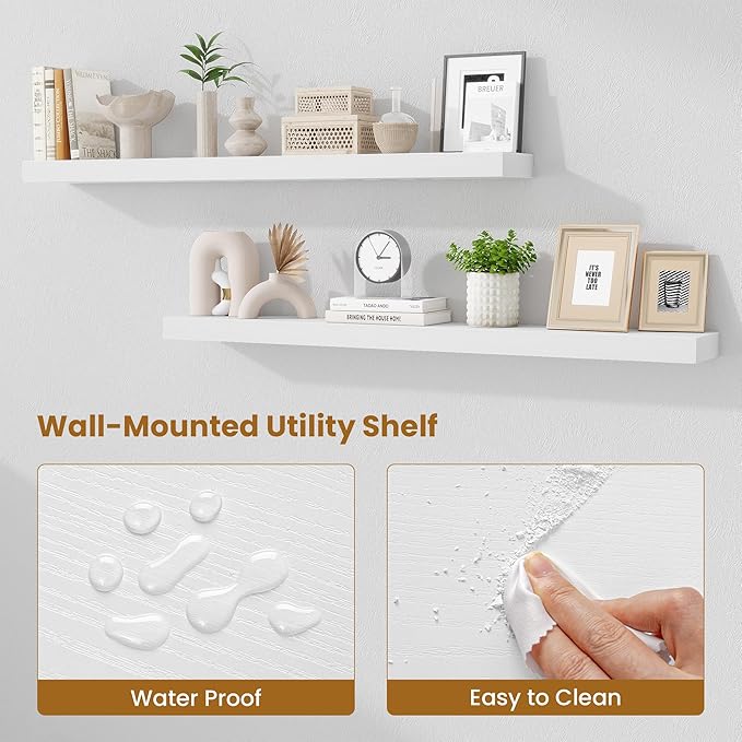 Fun Memories Floating Shelves 48 Inch, Extra Large Wood Shelf Set of 2 - Image 4