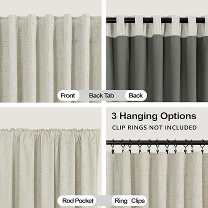 KOUFALL Oatmeal Beige Natural Linen Blackout Curtains 90 Inches Long, Pleated - Image 4