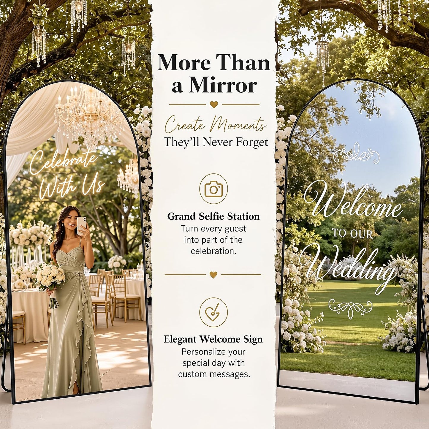 76"x34" Arched Full Length Mirror, Large Floor Mirror, Black | Oversized Aluminum Full Body Mirror, HD Shatterproof Tempered Glass, Lean/Stand/Wall for Living Room,Bedroom, Dressing Room