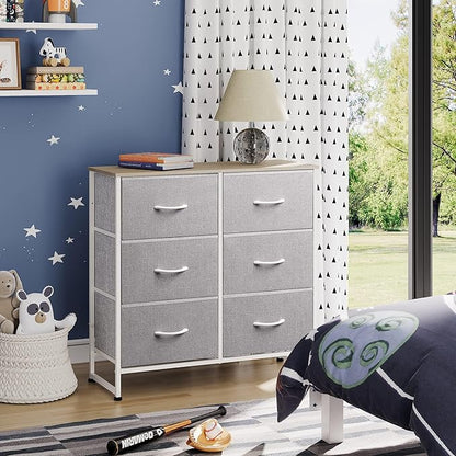 WLIVE Fabric Dresser for Bedroom, 6 Drawer Double Dresser, Storage Tower - Image 4