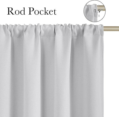 NICETOWN Greyish White Faux Linen Room Darkening Rod Pocket Curtains 63 inch - Image 2