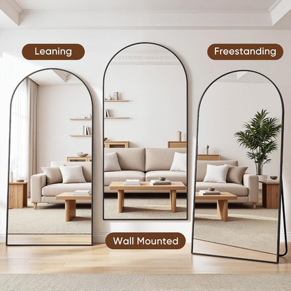 76"x34" Arched Full Length Mirror, Large Floor Mirror, Black | Oversized Aluminum Full Body Mirror, HD Shatterproof Tempered Glass, Lean/Stand/Wall for Living Room,Bedroom, Dressing Room
