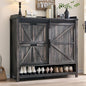 OKD Shoe Storage Cabinet with 2 Flip Drawers & Sliding Door, Farmhouse Entryway by OKD