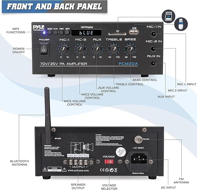 Pyle Compact Mini Home Power Amplifier - 40W Smart Small Audio Stereo Receiver - Image 2
