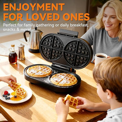 Baker’s Friend Double Belgian Waffle Maker Thick, 2 X 6” Round Waffle Maker - Image 3