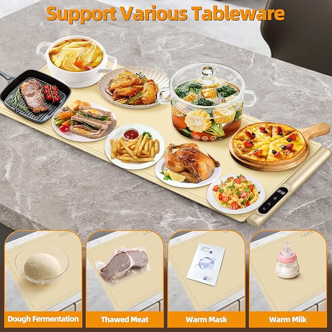 Graphene Food Warming Mat, Extra Large Electric Warming Tray - Image 5