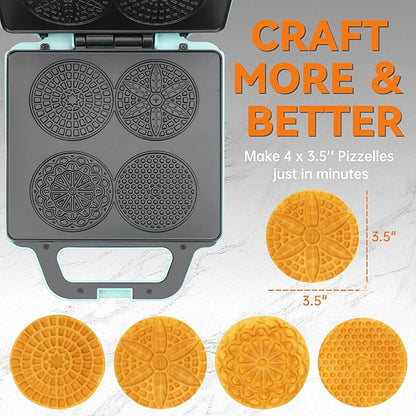 Baker’s Friend Pizzelle Maker Electric, 4 X 3.5” Pizzelle Waffle Cookies - Image 2