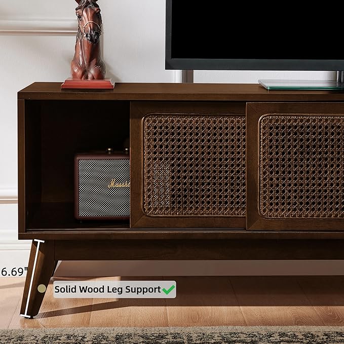 LKTART TV Stand for TVs up to 65'', Mid Century Modern Entertainment Center - Image 4