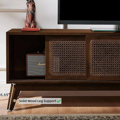 LKTART TV Stand for TVs up to 65'', Mid Century Modern Entertainment Center - Image 4