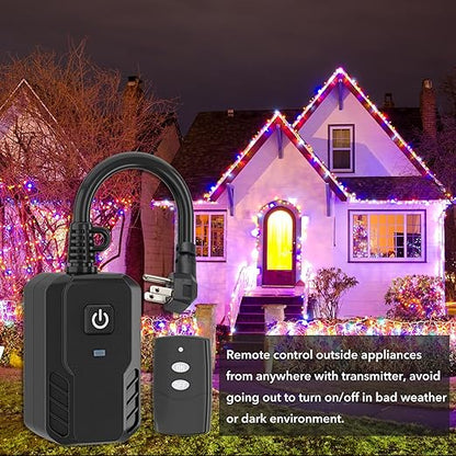 BN-LINK Outdoor Remote Control Outlet Plug Black, Indoor Wireless Outlet Switch - Image 4