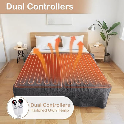 Electric Heated Blanket Queen Size 84"×90" Dual Control, 9 Heating Settings & - Image 3