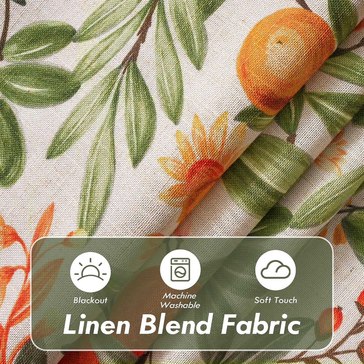 DriftAway Orange Harvest Double Layer Linen Blackout Tie Up Curtains Thermal Insulated Lined Balloon Roman Shade for Bathroom Cafe Autumn Fall Printed Vintage 25 Inch by 47 Inch Orange Coral Gold