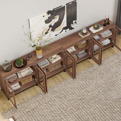 WAMPAT Modern TV Stand with Glass Doors - Image 5
