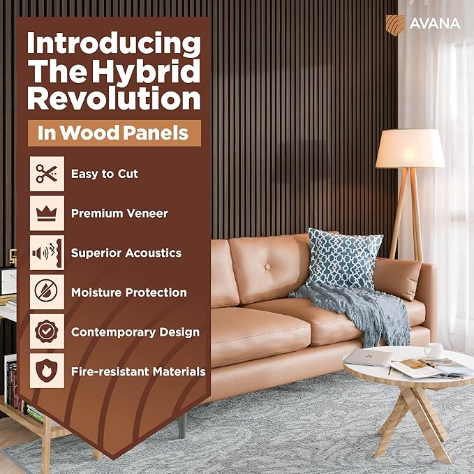 Avana Modern Acoustic Wood Wall Panels – 94.4x12.6 Inch Dark Walnut Acoustic - Image 2