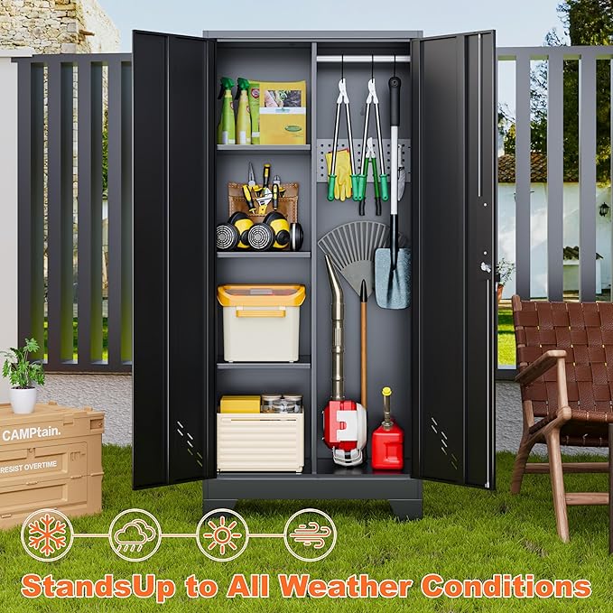 Storage Cabinet 61" H, Metal Outdoor Sheds - Image 6