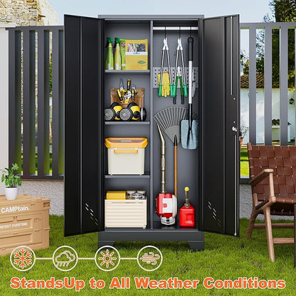 Storage Cabinet 61" H, Metal Outdoor Sheds - Image 6